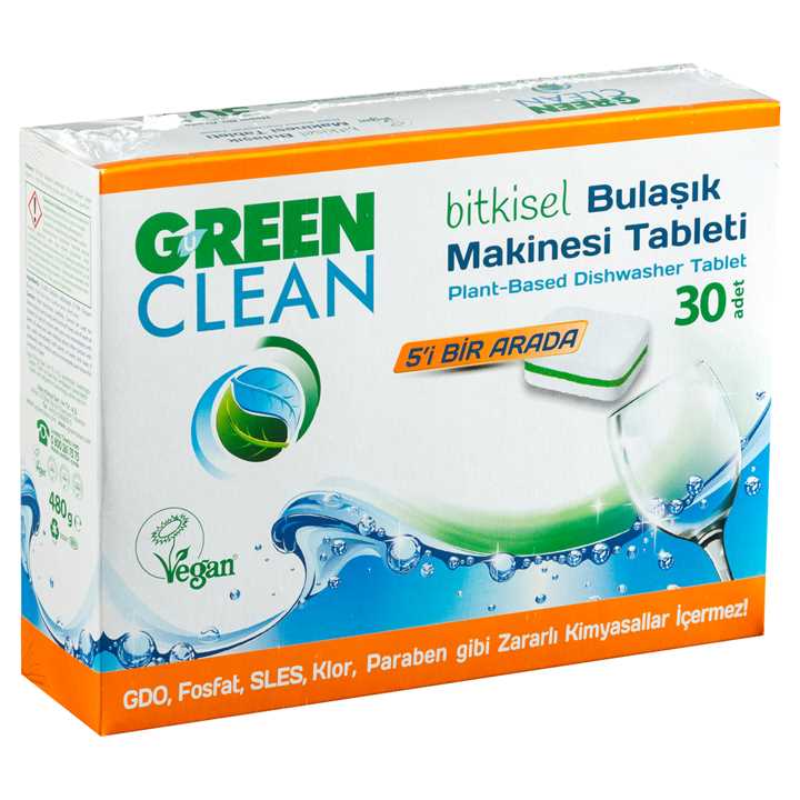 Green Clean Bulaşık Makinası Tableti 30lu Yeşil&Beyaz