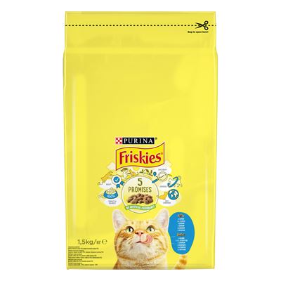 Friskies Корм сухий для дор котів з лососем та овочами 1,5кг