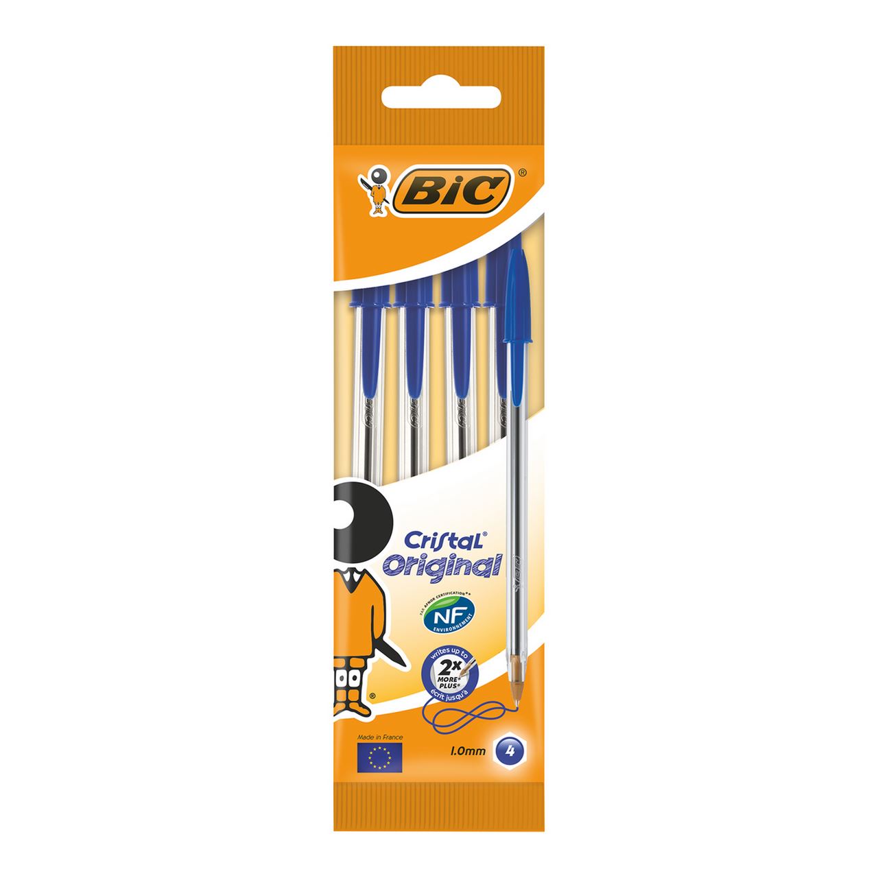 BiC Ручка Кристал Оріджинал 1,0мм синя 4шт/уп