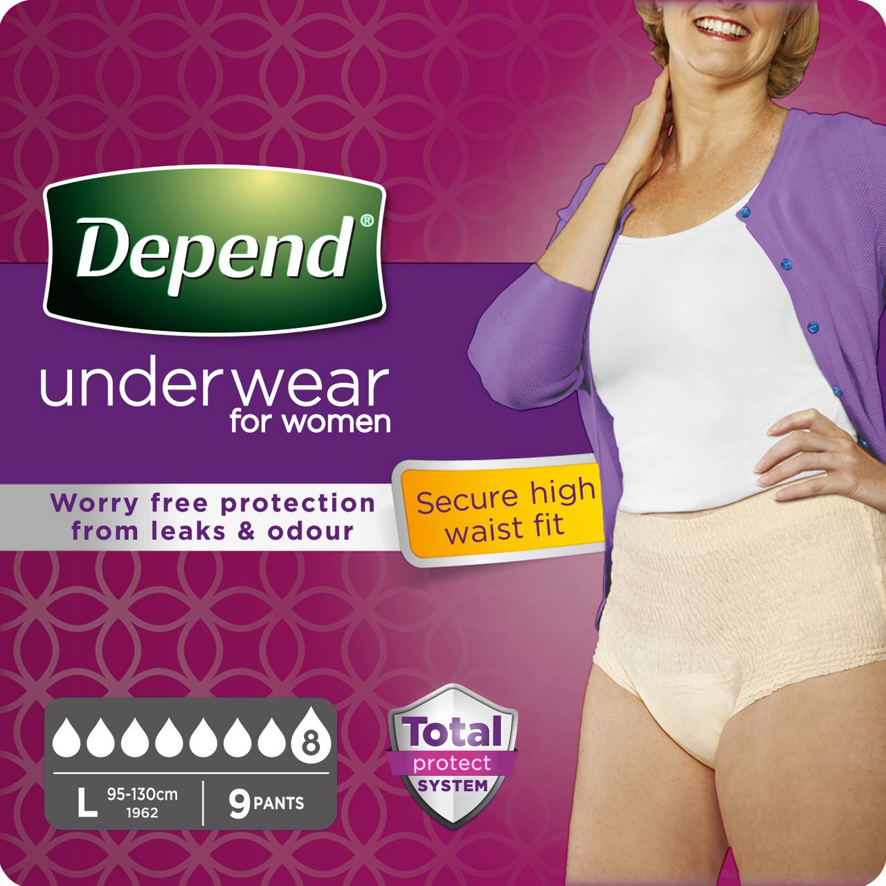 Depend Підгузки-труси для дорослих жіночі L/XL 9шт