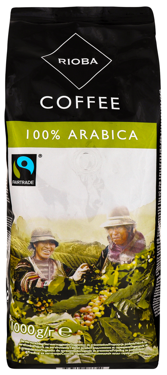 RIOBA Кава Coffee Арабіка натуральна смажена в зернах 1000г
