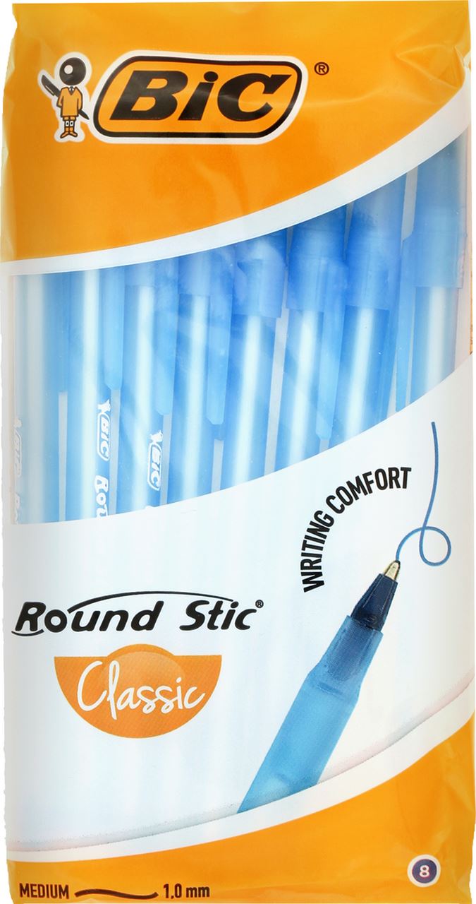 BiC Ручка кулькова Раунд Стік синя 8шт
