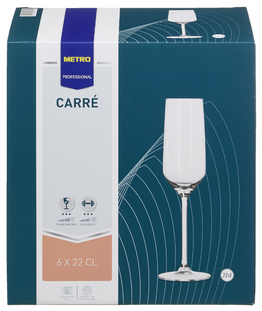METRO PROFESSIONAL Келихи Carre для шампанського 220мл 6шт
