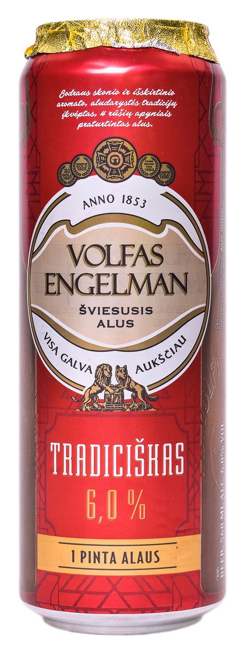 Volfas Engelman Пиво Tradiciskas світле фільтр 6% 568мл ж/б
