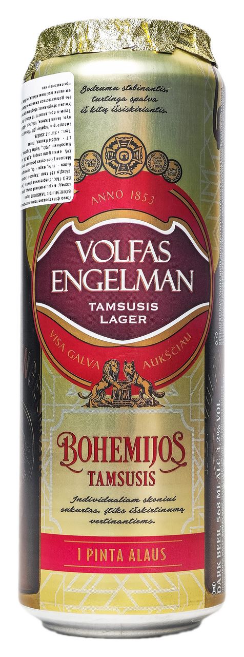 Volfas Engelman Пиво Bohemijos темне фільтров 4,2% 568мл ж/б