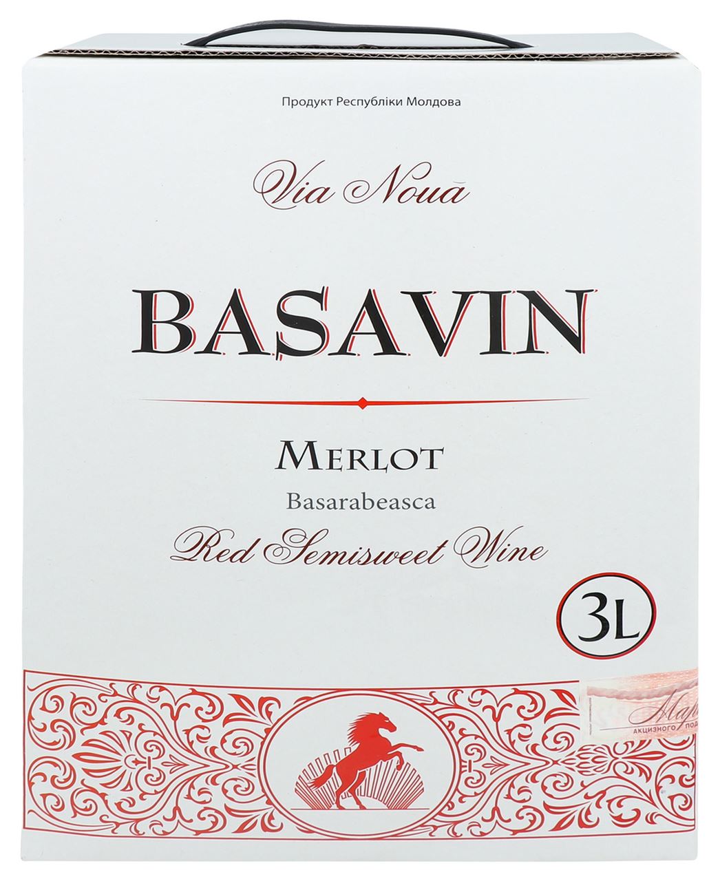 Basavin Вино Merlot червоне напівсолодке 12.5% 3л