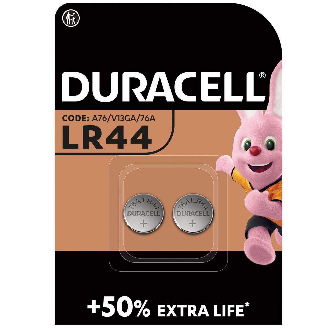 DURACELL Батарейка спеціальна лужна типу таблетка LR44 1,5V (76A / A76 / V13GA) 2 шт