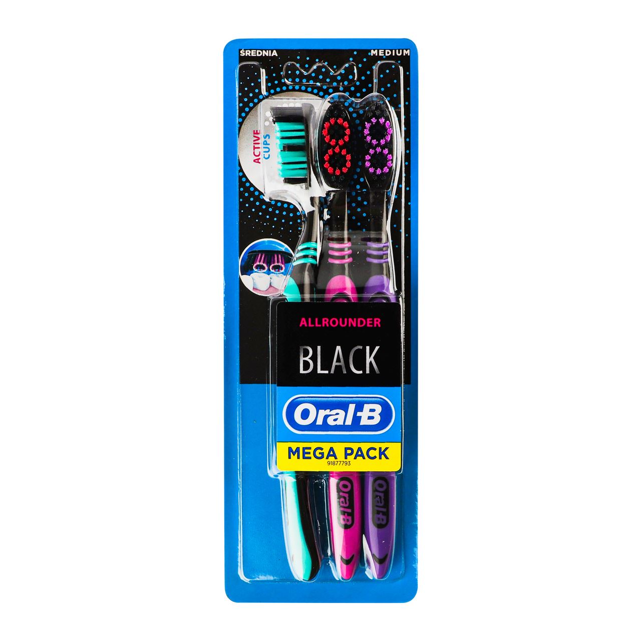 Oral-B Щітка зубна Allrounder Black Medium 3шт/уп