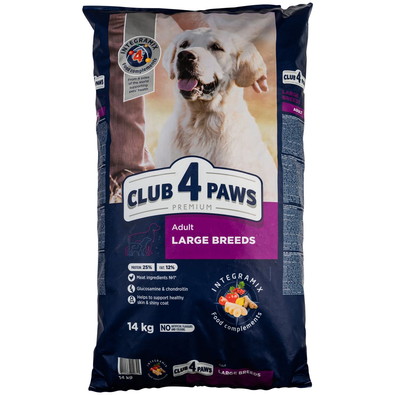 Club 4 Paws Корм лапи для собак великих порід сухий 14кг