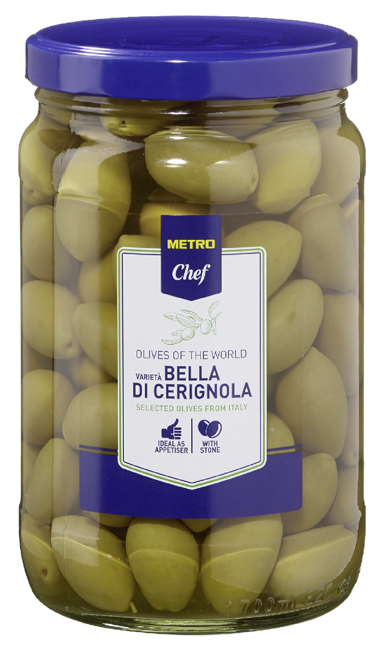 METRO Chef Оливки Bella di Cerignola зелені в розсолі 1,65кг 1,7л