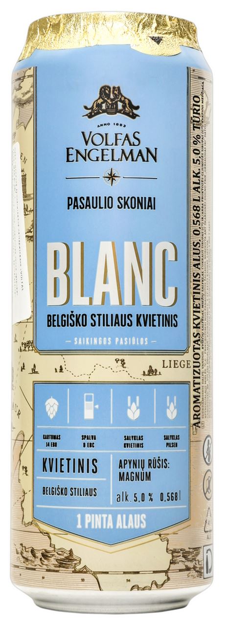 Volfas Engelman Пиво Blanc пшеничне ароматизоване пастеризоване 5% 0,568л