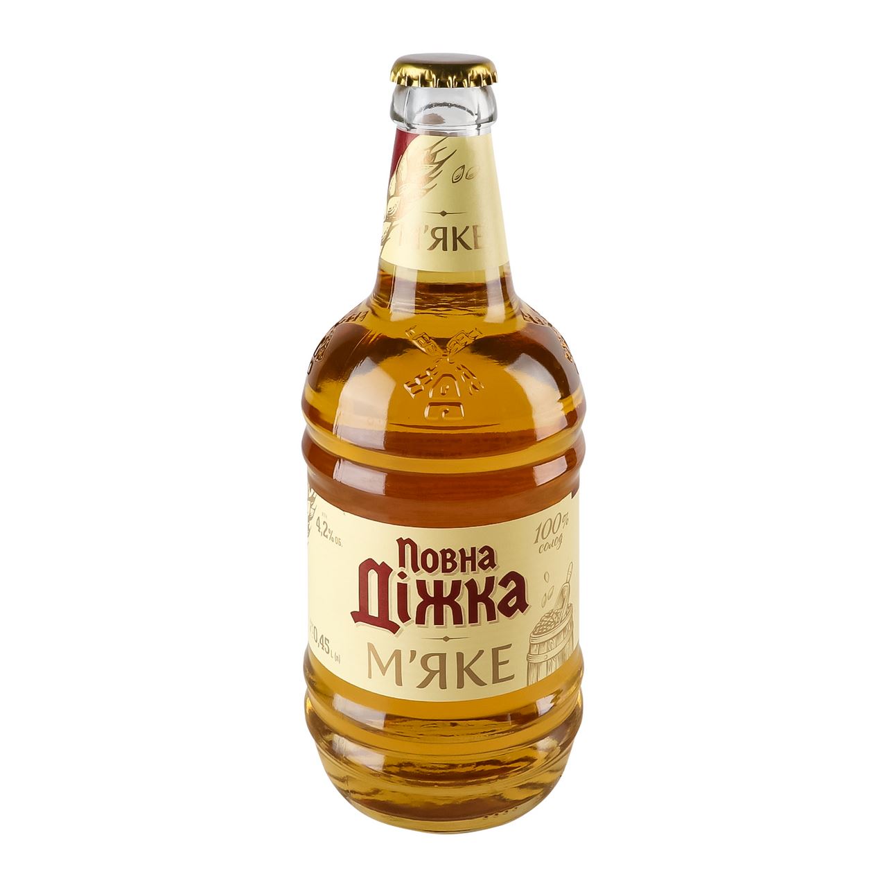 Повна Діжка Пиво М'яке світле пастеризоване 4,2% 0,45л
