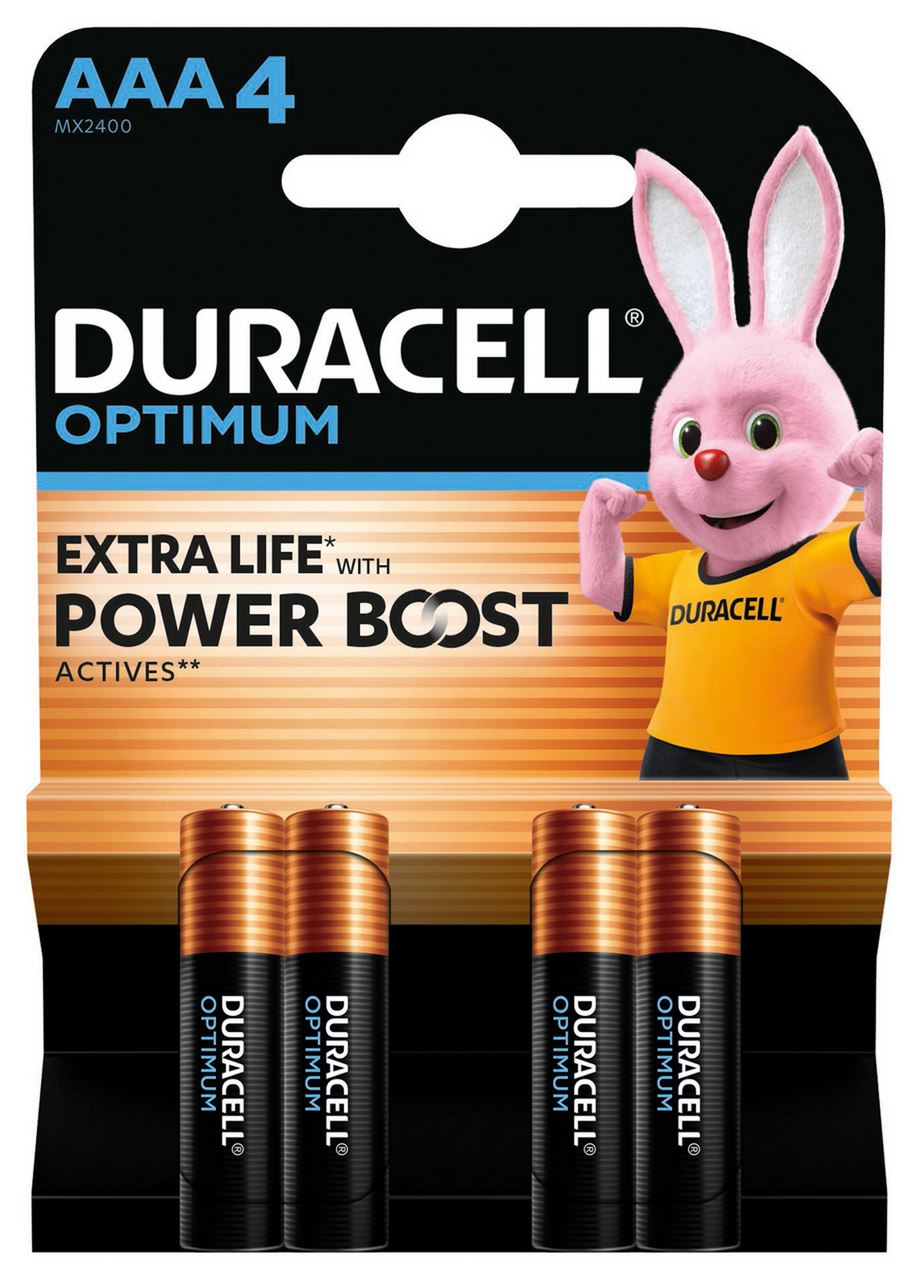 DURACELL Батарейки Optimum AAA лужні 4 шт