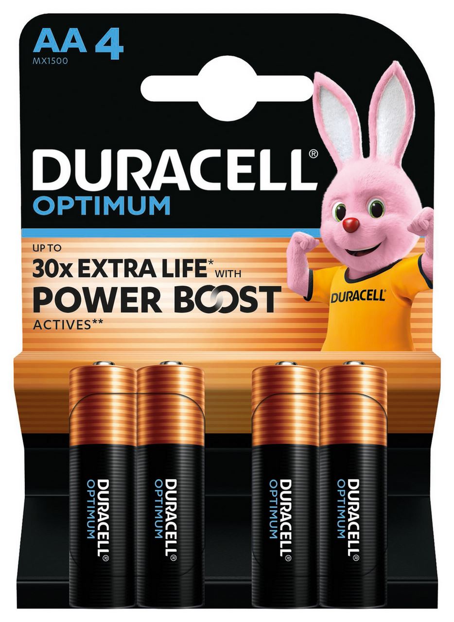 DURACELL Батарейки Optimum AA лужні 4 шт