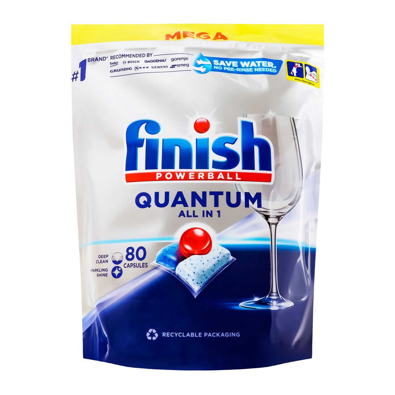 Засіб для миття посуду Finish Powerball Quantum All in 1 в посудомийних машинах в капсулах 80шт