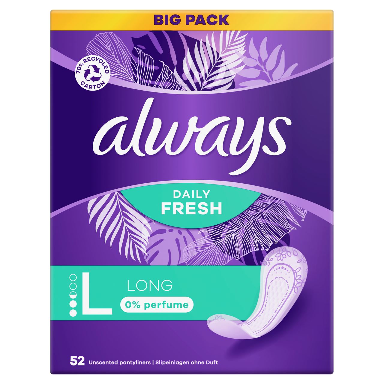 Always Прокладки гігієнічні щоденні Daily Fresh Long Trio pads 52шт