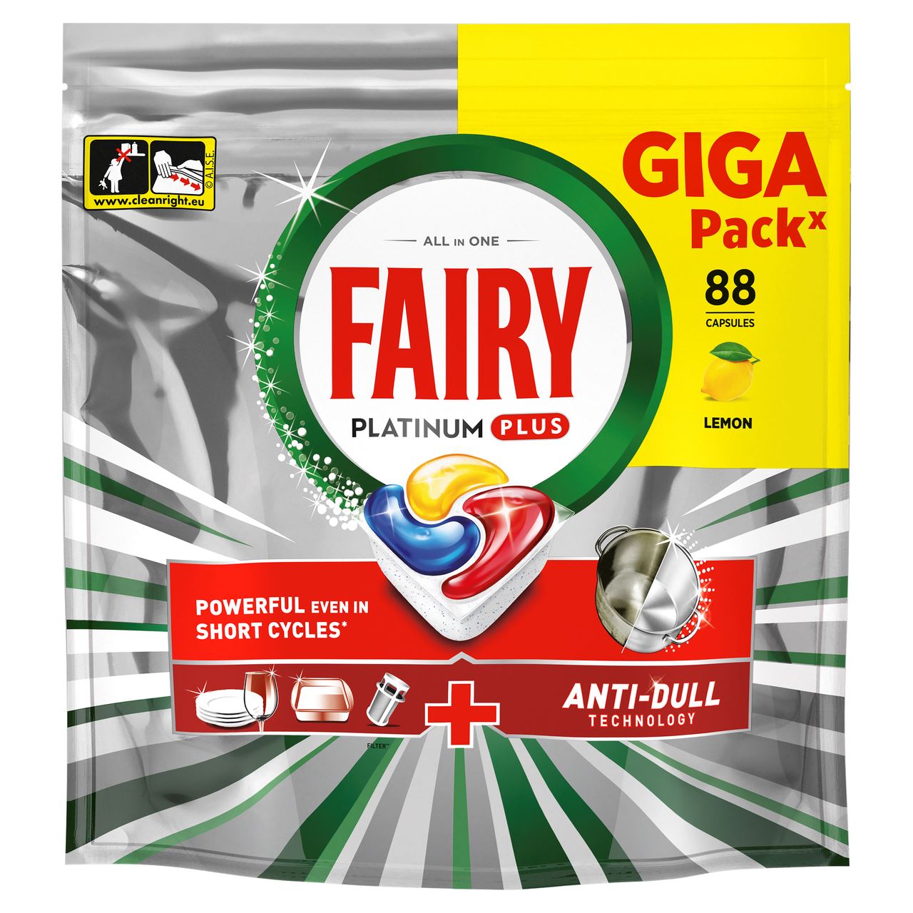 FAIRY Засіб для миття посуду Platinum Plus Лимон 88шт