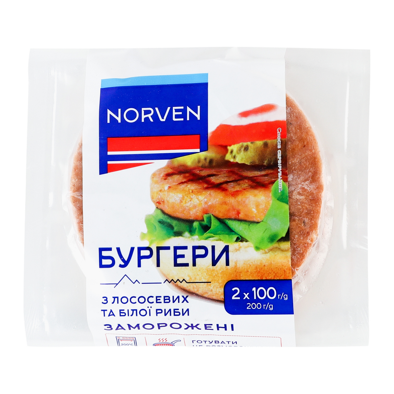 Norven Бургери з лососевих та білої риби 2 х 100г