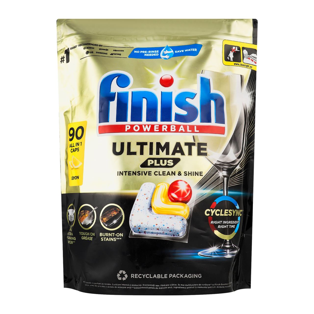 finish Капсули для миття посуду UItimate Plus Lemon 90шт