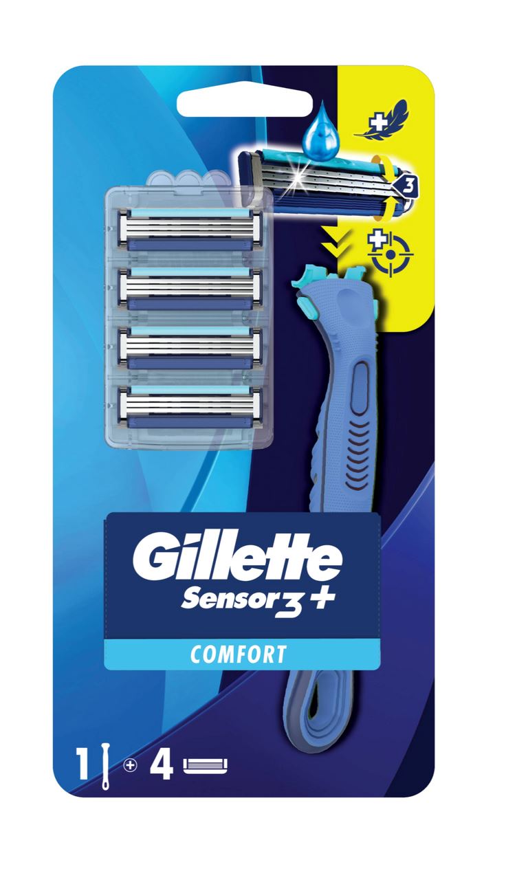 Gillette Бритва Sensor3 Plus Комфорт з 4 змінними касетами