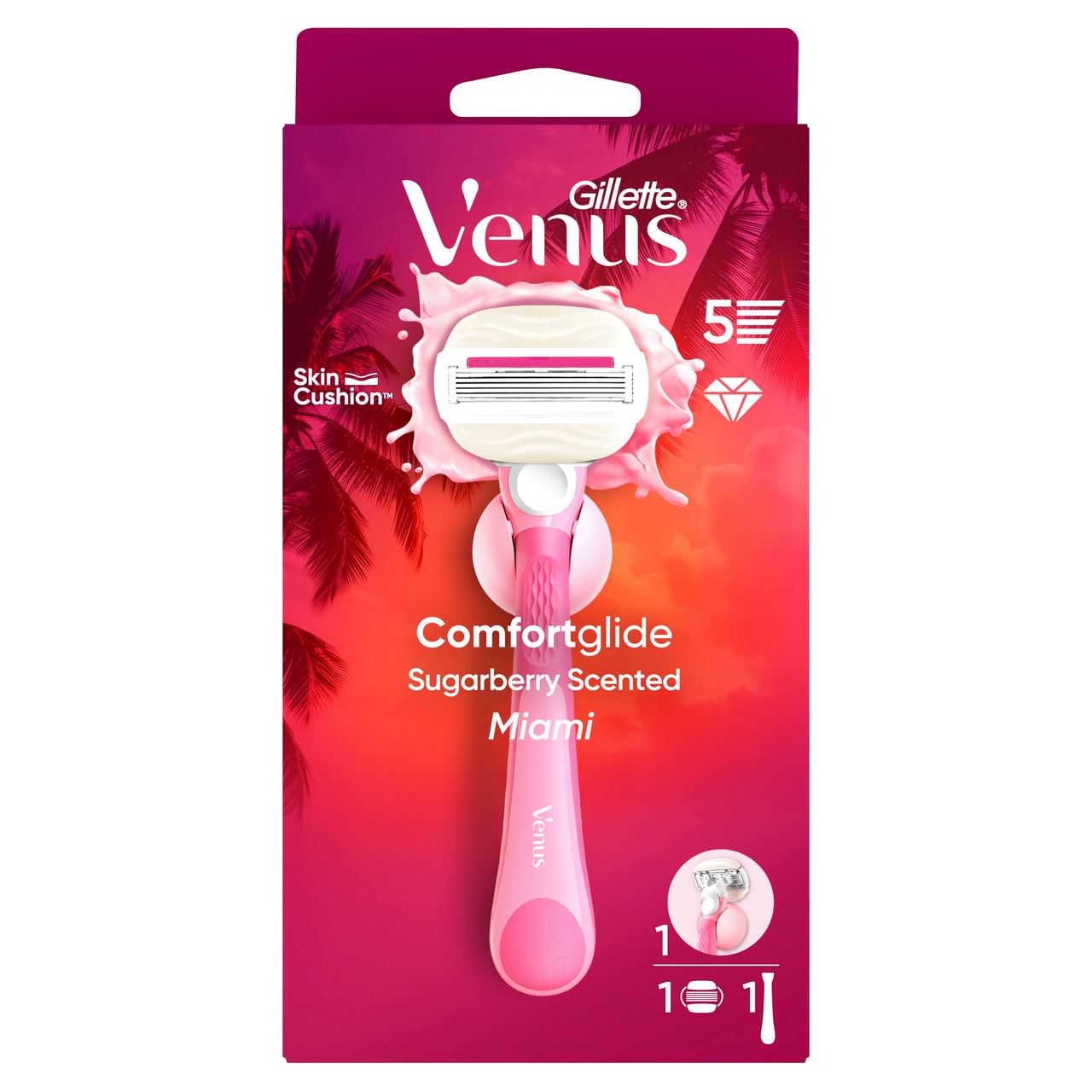Gillette Бритва Venus Sugarberry Miami Vibesз 1 змінною касетою + тримач