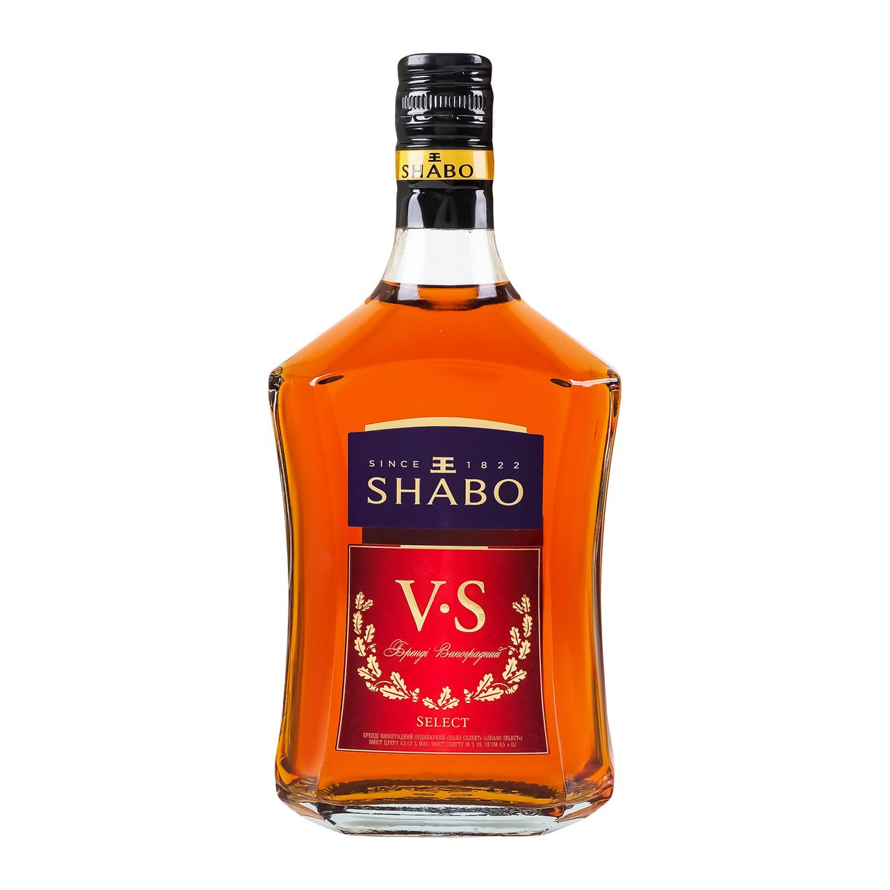Shabo Бренді Select VS виноградний ординарний 36% 0,5л