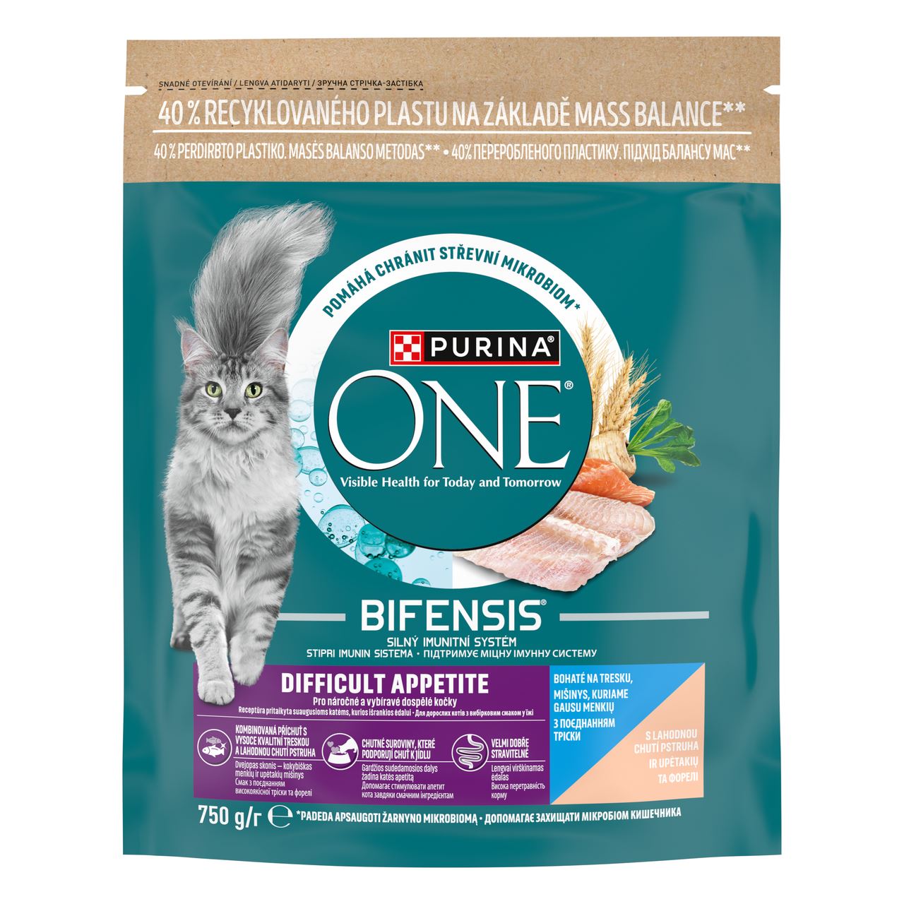 Purina One Корм для котів сухий діфікалт апетайт тріска форель 750г