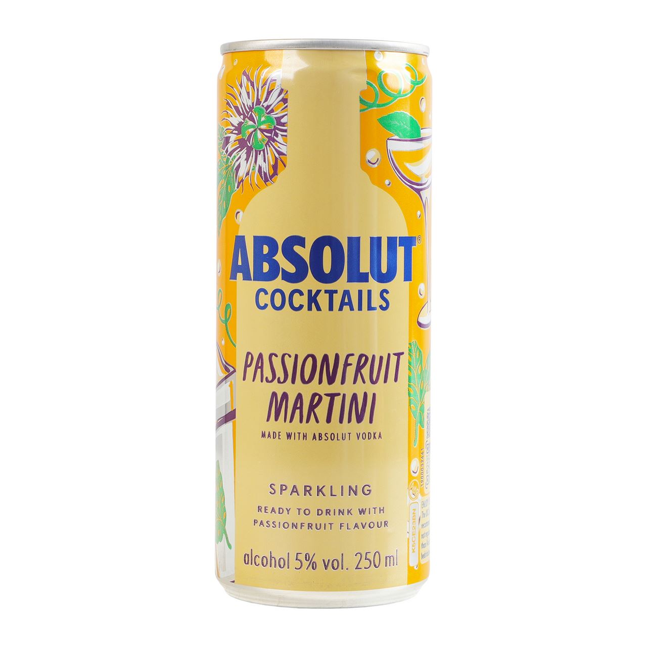 ABSOLUT Напій слабоалкогольний Cocktails Passion fruit-MARTINI газований 5% 0,25л