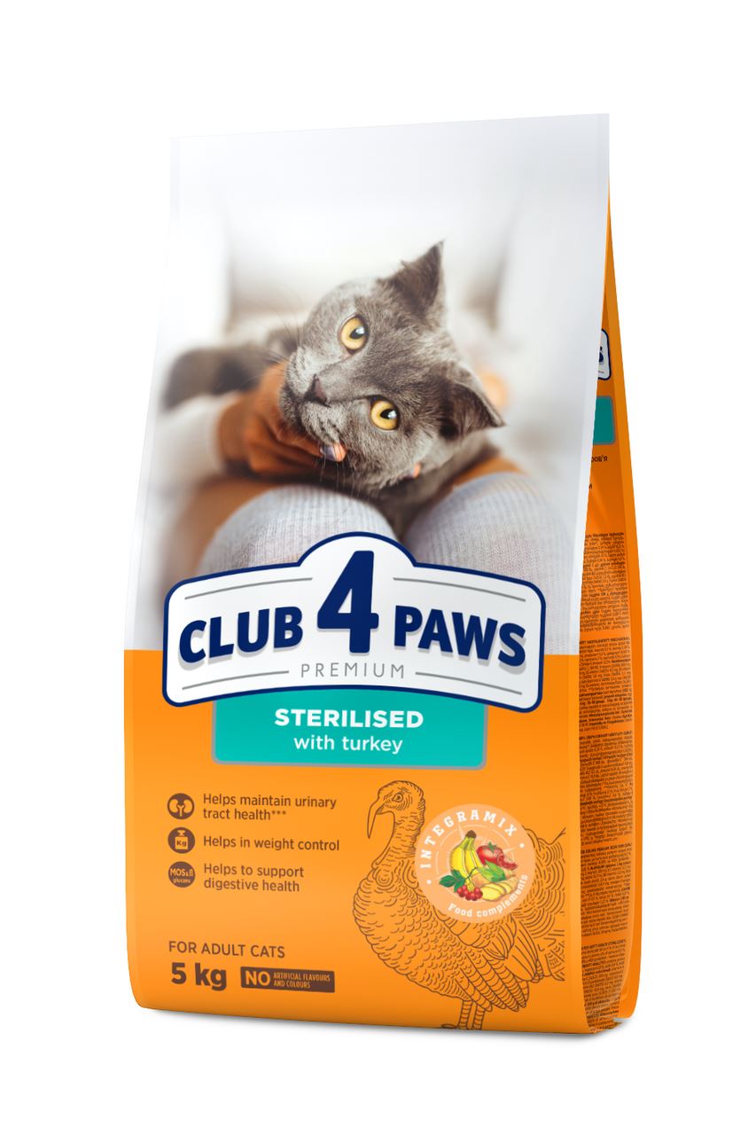 Club 4 Paws Корм сухий Premium З індичкою повнораціонний для дорослих стерилізованих котів 5кг