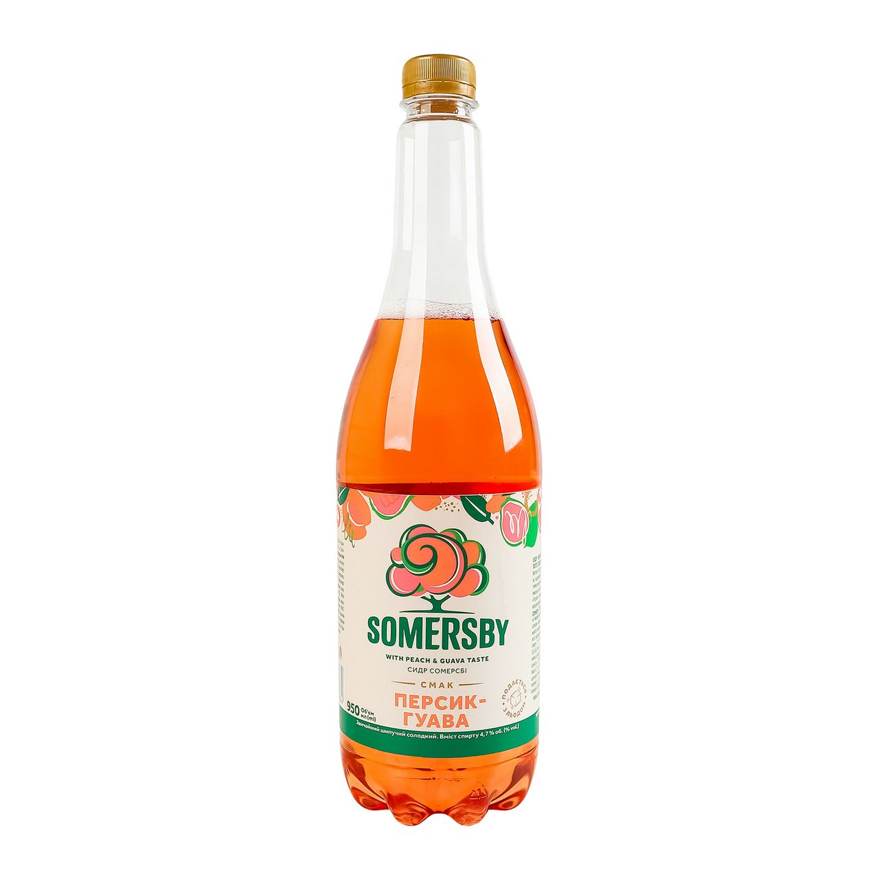 Somersby Сидр Персик-гуава звичайний шипучий солодкий 4,7% 0,95л