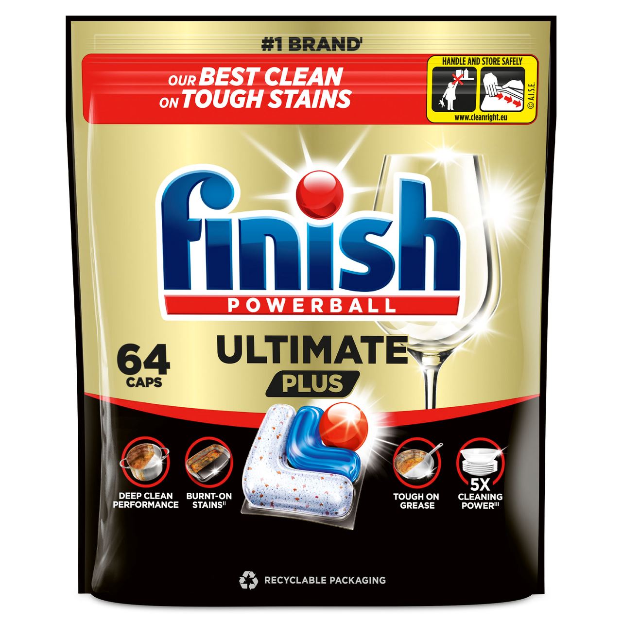 finish Капсули для миття посуду Powerball Ultimate Plus в посудомийних машинах 64шт